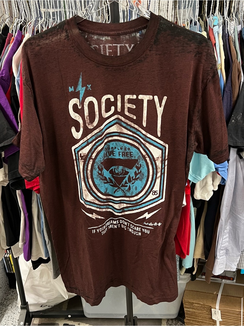 Society Shirt Mens XL/2XL Red Buckle Graphic Grunge Motorcycle